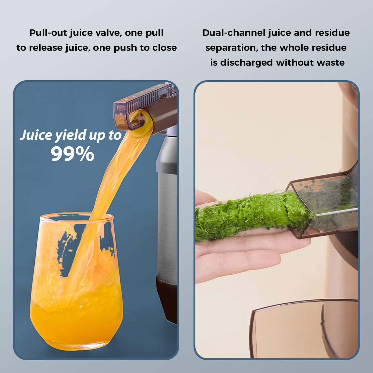 Cold Press Juicer, 90mm Extra Wide Feed Chute with 250W Ultra-Quiet Motor, High Juice Yield, Slow Masticating Juicer for Whole Fruits & Vegetables, Baby-Safe Stainless Steel & PC, Easy to Clean