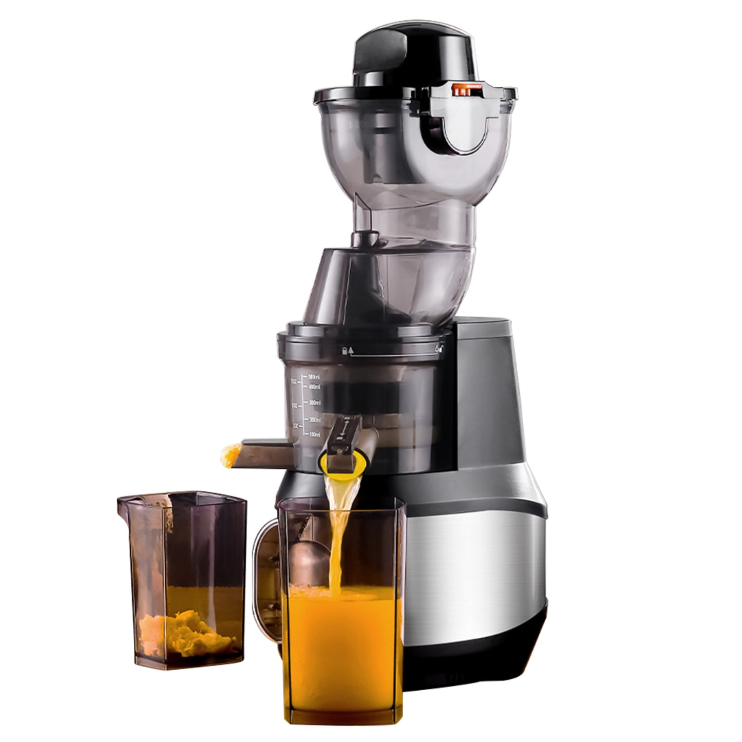 Cold Press Juicer, 90mm Extra Wide Feed Chute with 250W Ultra-Quiet Motor, High Juice Yield, Slow Masticating Juicer for Whole Fruits & Vegetables, Baby-Safe Stainless Steel & PC, Easy to Clean