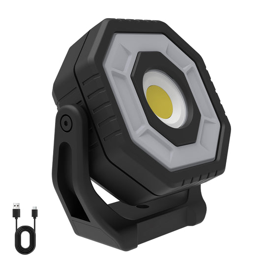 OTTAL Magnetic Rechargeable Work Light, 800LM 3 Modes with 360° Rotatable Body & 4 Strong Magnets, IP65 Waterproof, 12H Runtime, M6 Thread Mount for Car Repair, Camping, Emergency (230g)