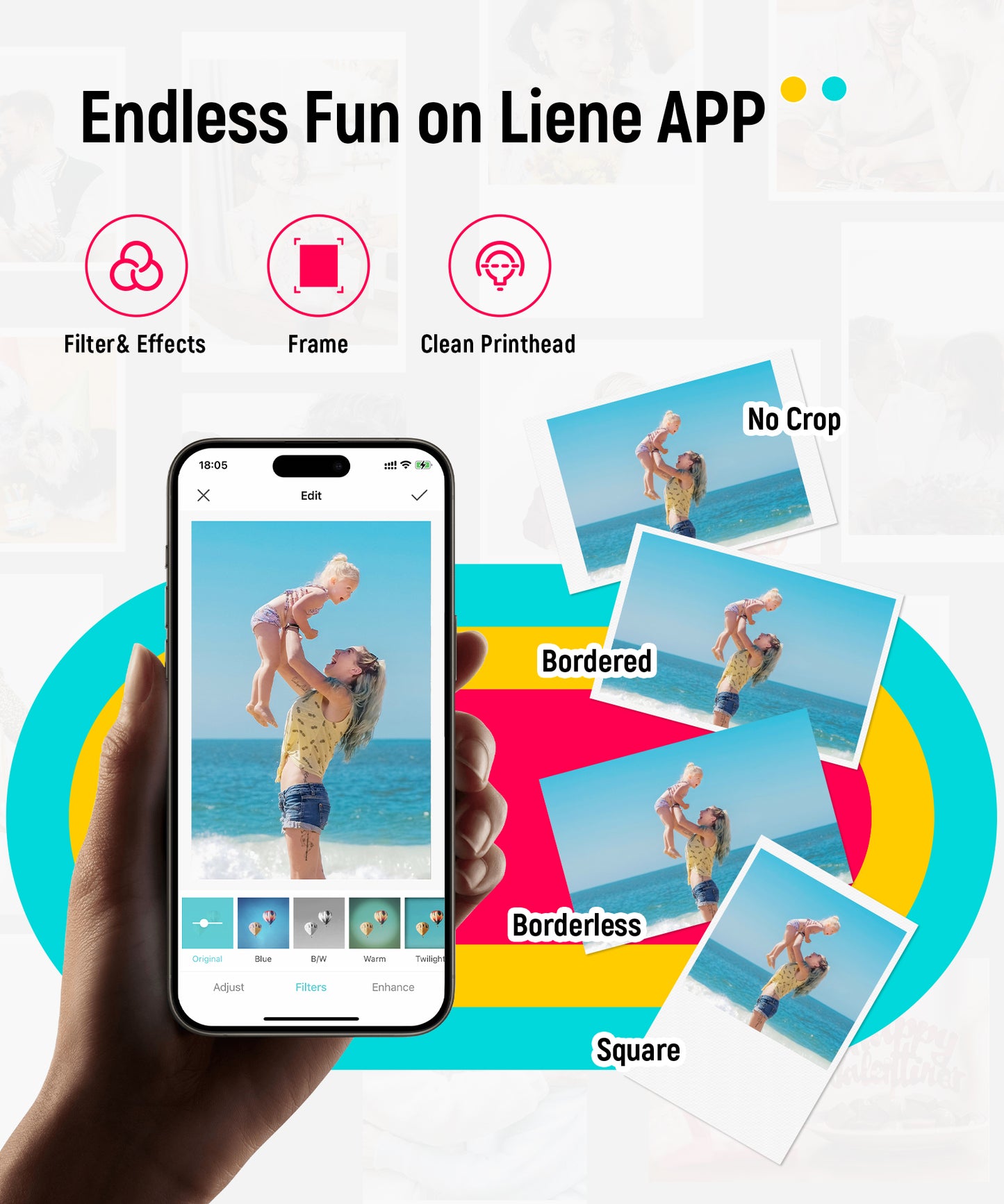 2x3” Photo Printer, Mini Instant Portable Color Mono Photo Printer Bundle 50 Zink Adhesive Paper, Bluetooth 5.0, Compatible w/iOS & Android, Small Picture Printer for iPhone, Smartphone, White