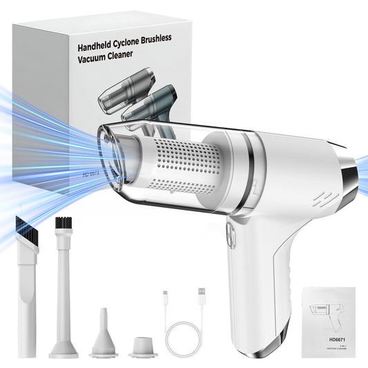OTTAL Cordless Handheld Vacuum Cleaner - 12000PA Brushless Motor, 2-in-1 Vacuum & Air Duster, USB/Type-C Rechargeable, 70dB Quiet, 4 Colors for Car, Home, Pet, Office